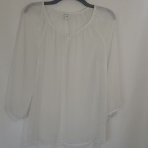 Old Navy Sheer White Lightweight Peasant Blouse